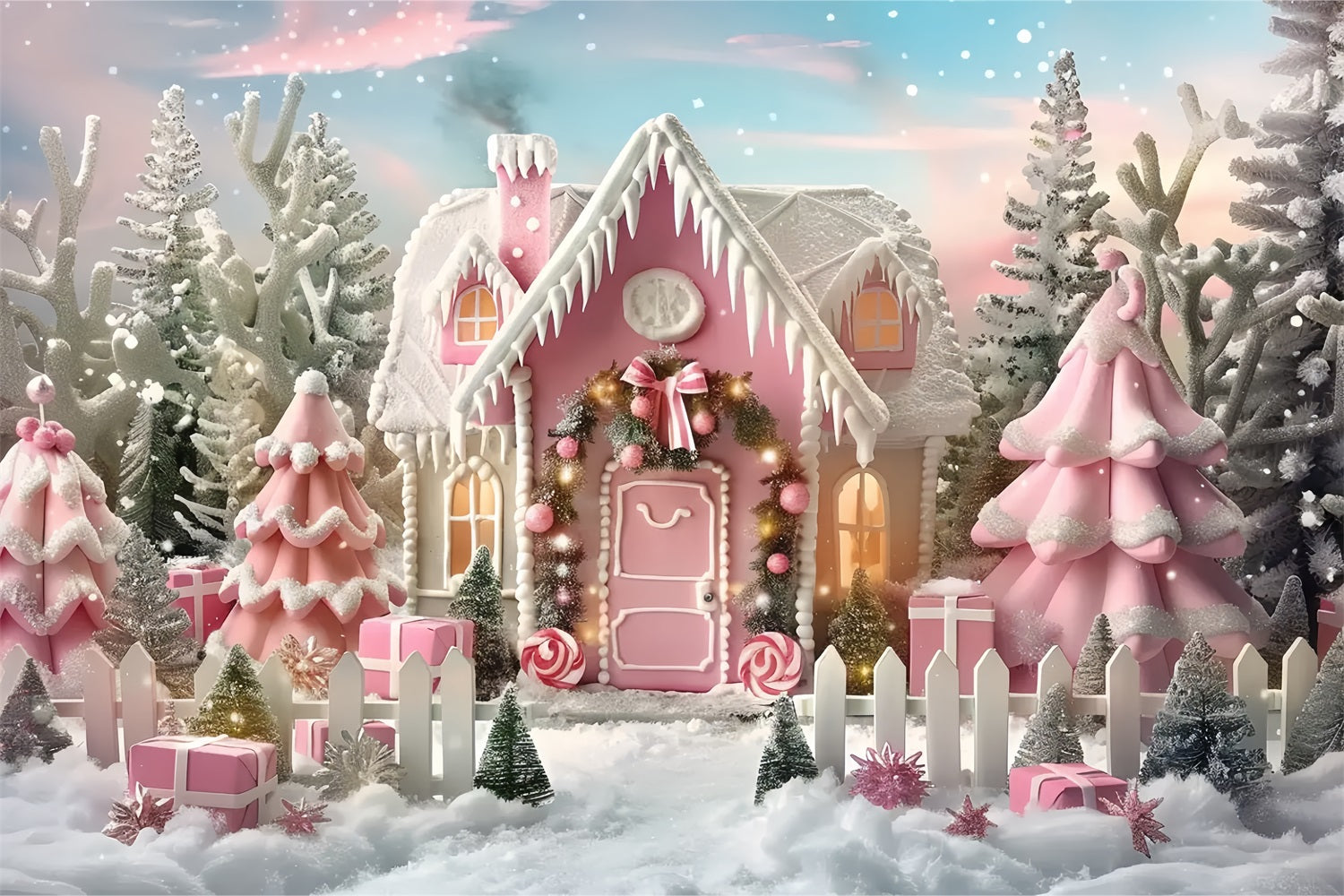 ChriChristmas Pink Frost Fantasy Backdrop UK BRP7-229