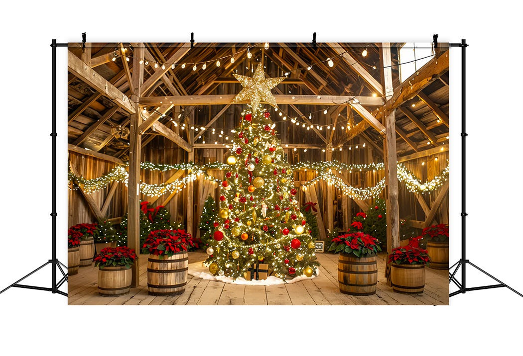 Christmas Cozy Barn Lights Backdrop UK BRP7-230