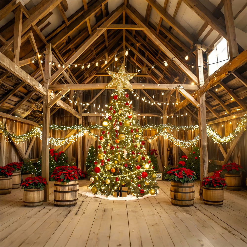 Christmas Cozy Barn Lights Backdrop UK BRP7-230