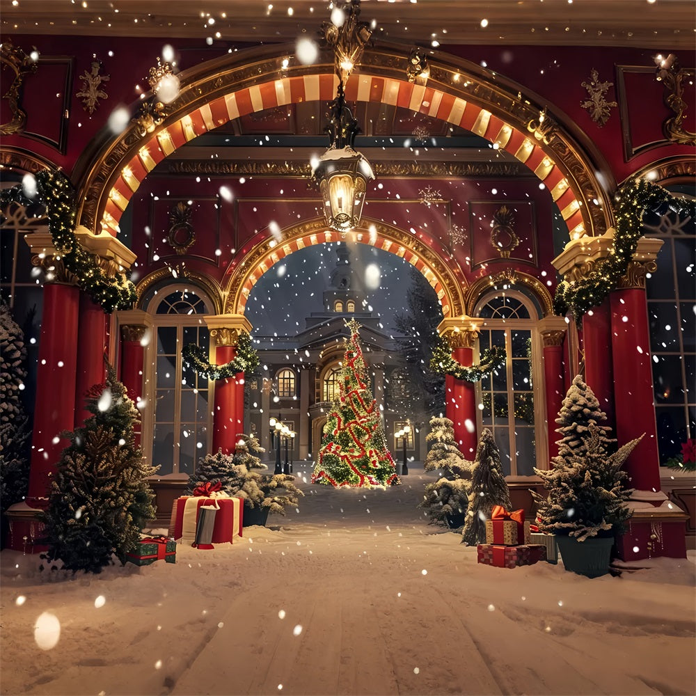 Christmas Elegant Archway Snowfall Backdrop UK BRP7-231