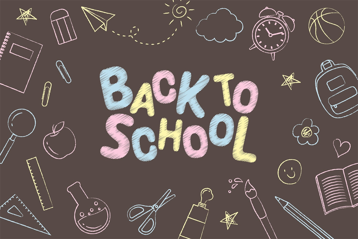 Back to School Bags Rules Doodles Backdrop UK BRP7-45