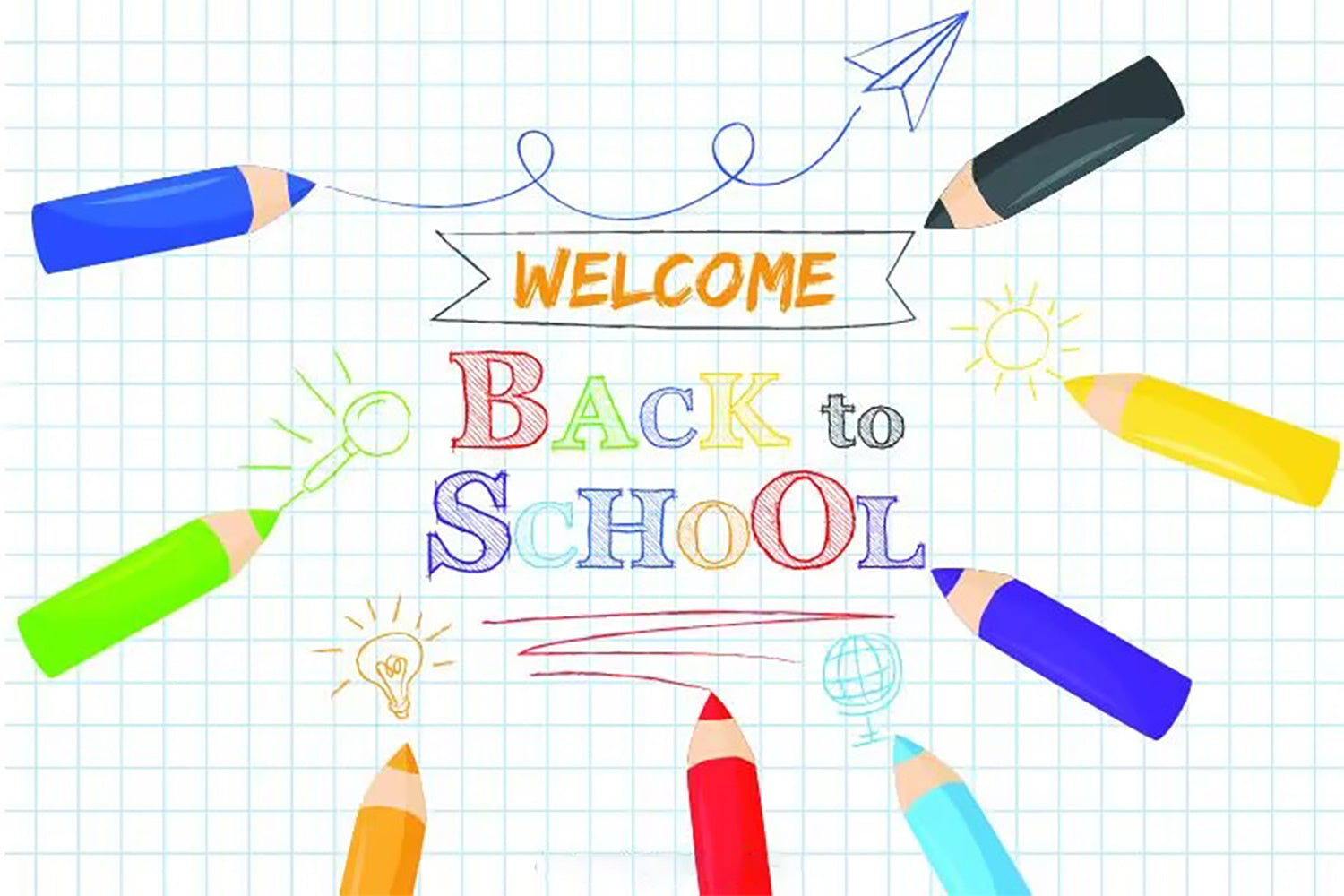 Welcome Back to School Colorful Pencils Backdrop UK BRP7-49