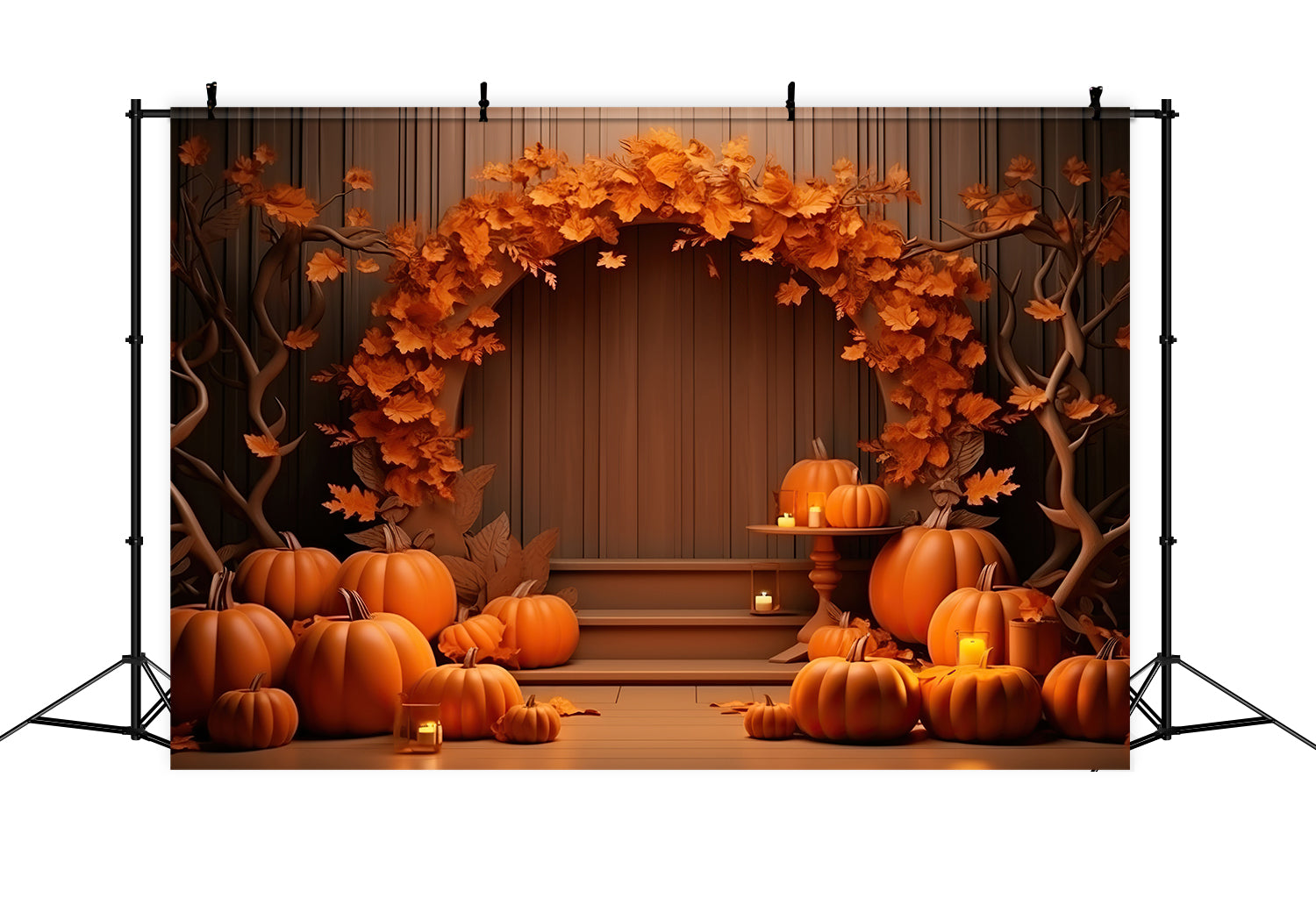 Autumn Pumpkins Barn Lamps Photography Backdrop UK BRP7-71