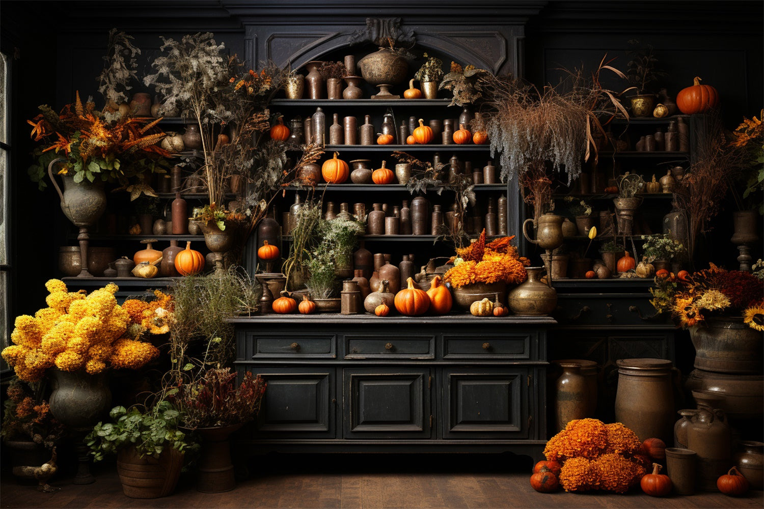 Autumn Kitchen Pumpkins Photography Backdrop UK BRP7-72