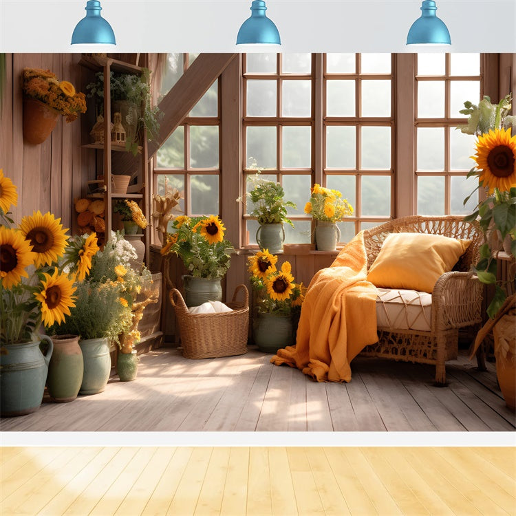 Autumn Sunflower Room Photography Backdrop UK BRP7-76