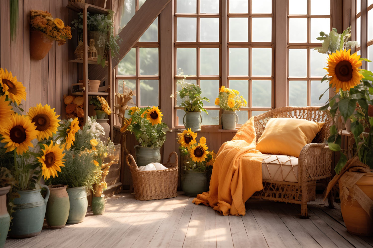 Autumn Sunflower Room Photography Backdrop UK BRP7-76