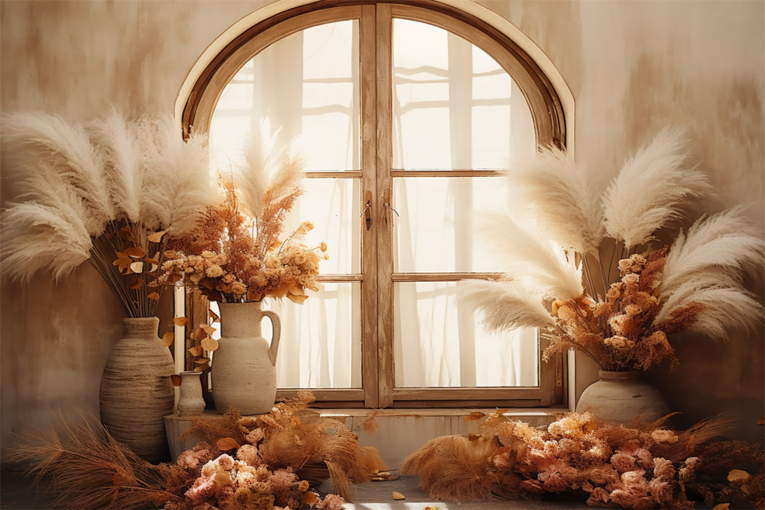 Autumn Flowers Reed Room Window Backdrop UK BRP7-85