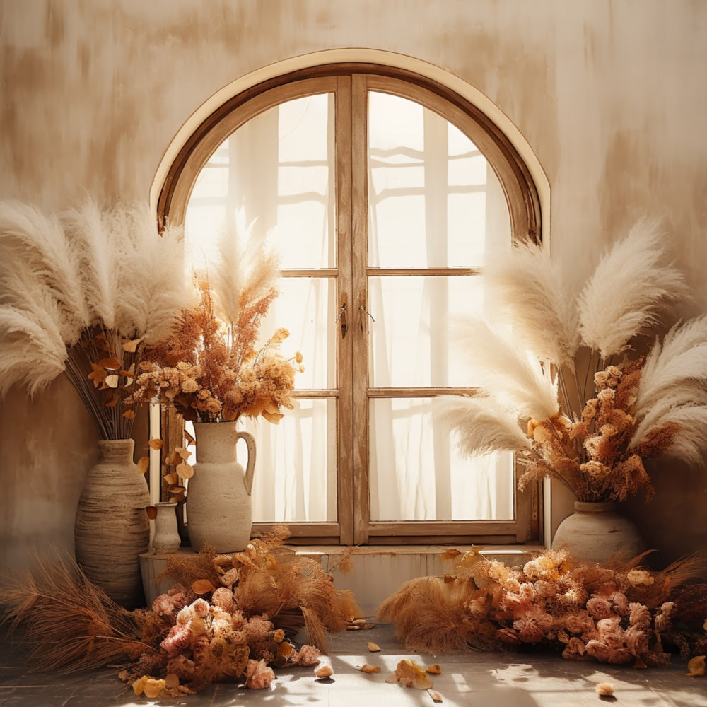 Autumn Flowers Reed Room Window Backdrop UK BRP7-85