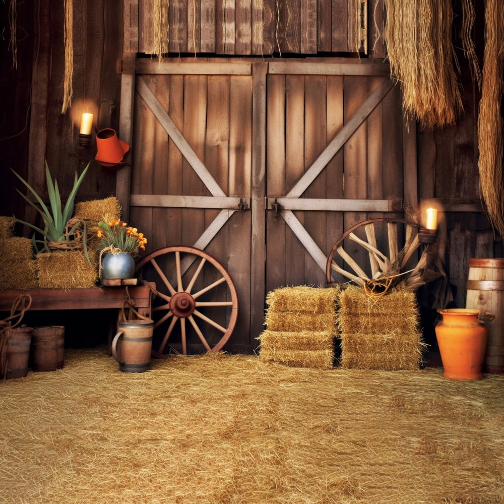 Barn Haystack Autumn Photography Backdrop UK BRP7-86