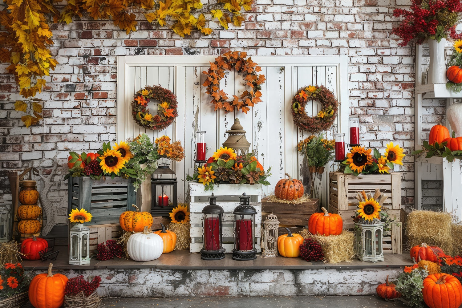 Withe Door Pumpkin Autumn Backdrop UK BRP7-92