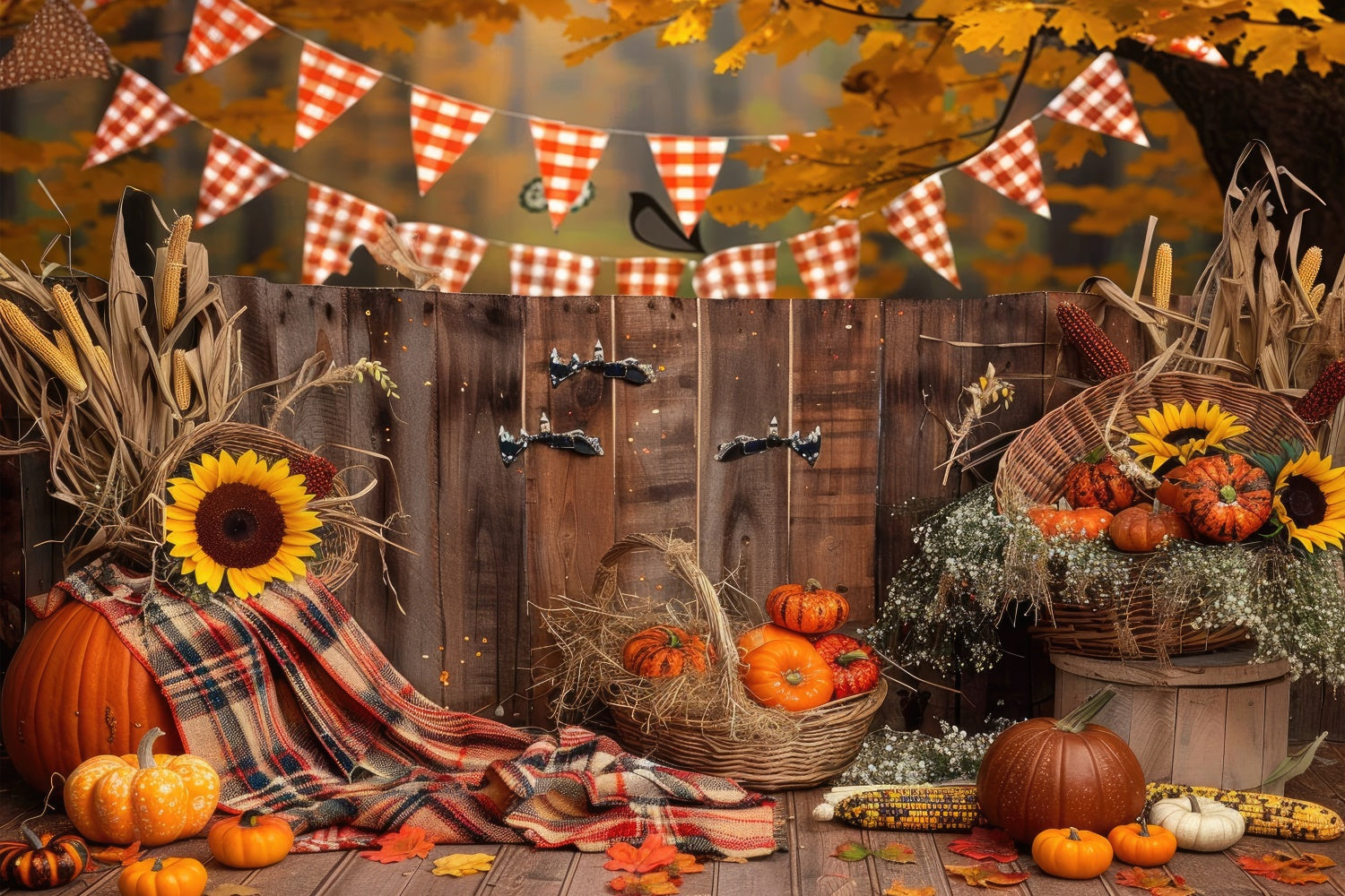 Wood Sunflower Food Autumn Photography Backdrop UK BRP7-94