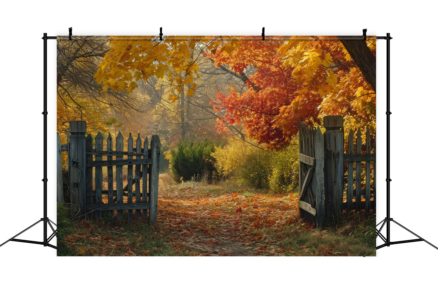 Autumn Maple Fence Backdrop UK for Photography BRP7-95