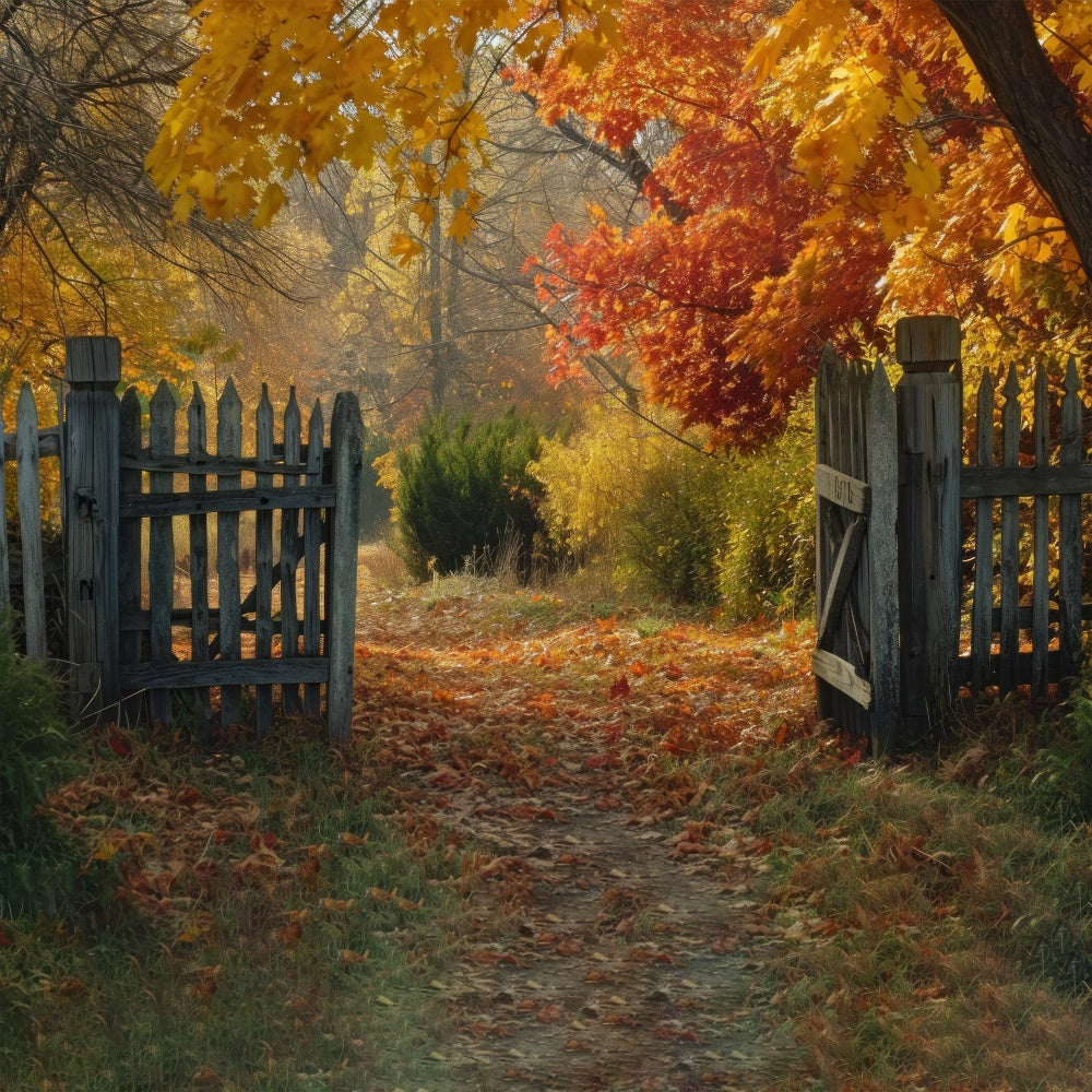 Autumn Maple Fence Backdrop UK for Photography BRP7-95