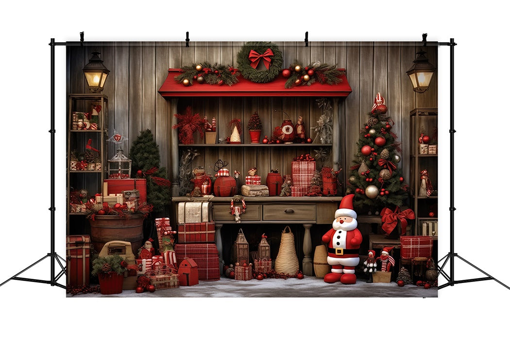 Santa Claus Cozy Workshop Christmas Backdrop UK BRP8-100