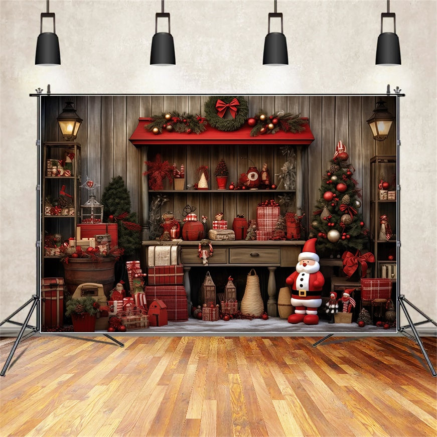 Santa Claus Cozy Workshop Christmas Backdrop UK BRP8-100