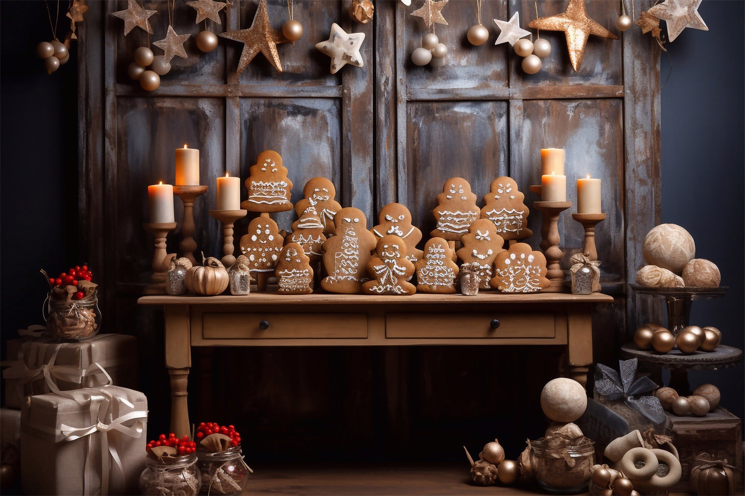 Christmas Gingerbread Cookie Table Backdrop UK BRP8-101