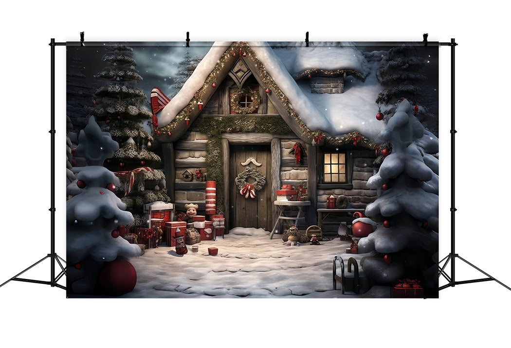 Christmas Cabin in the Forest Backdrop UK BRP8-102