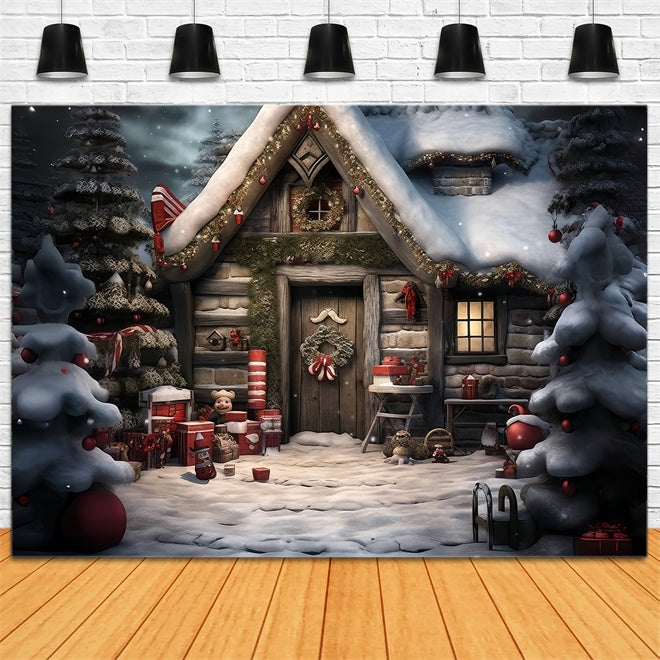 Christmas Cabin in the Forest Backdrop UK BRP8-102