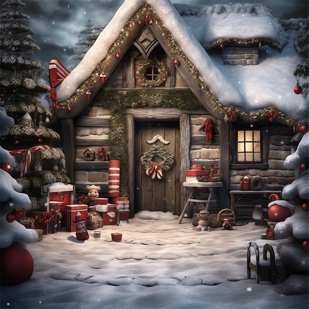 Christmas Cabin in the Forest Backdrop UK BRP8-102