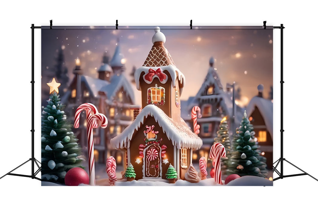 Sweet Gingerbread Cottage Christmas Backdrop UK BRP8-103