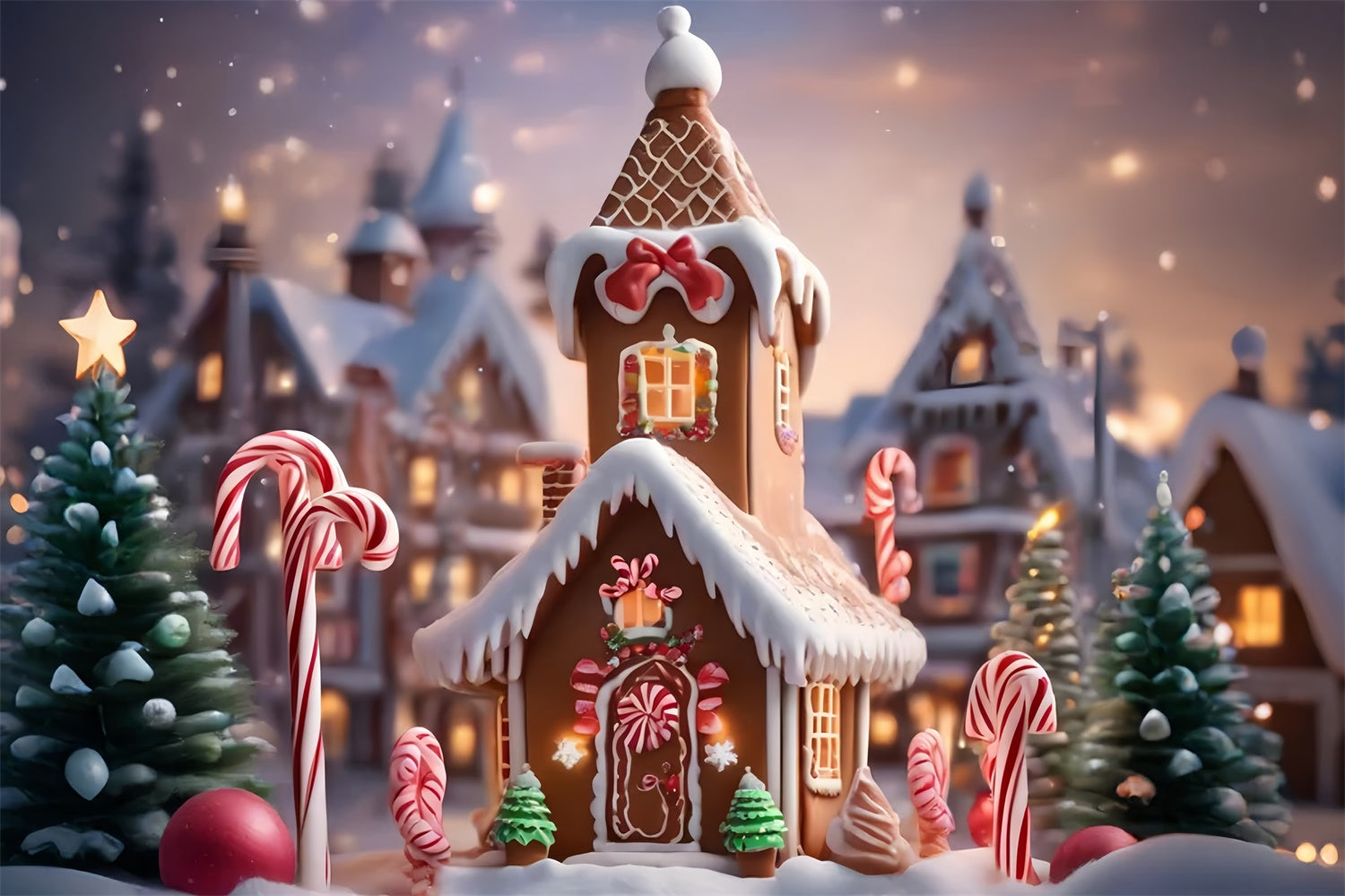 Sweet Gingerbread Cottage Christmas Backdrop UK BRP8-103