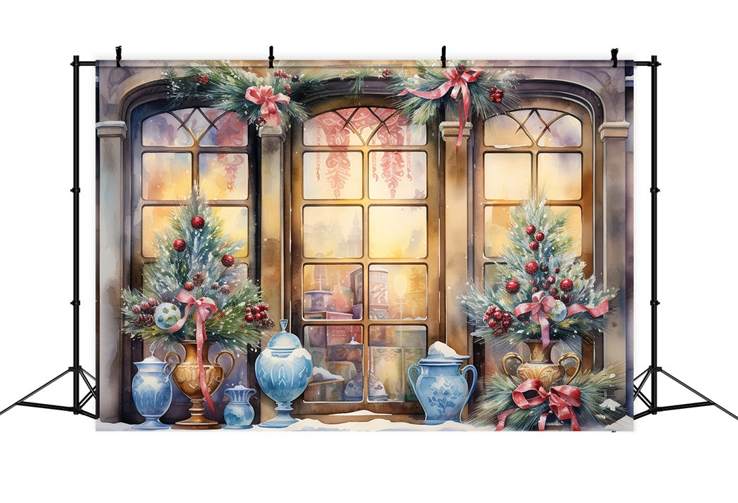 Vintage Christmas Window View Backdrop UK BRP8-105