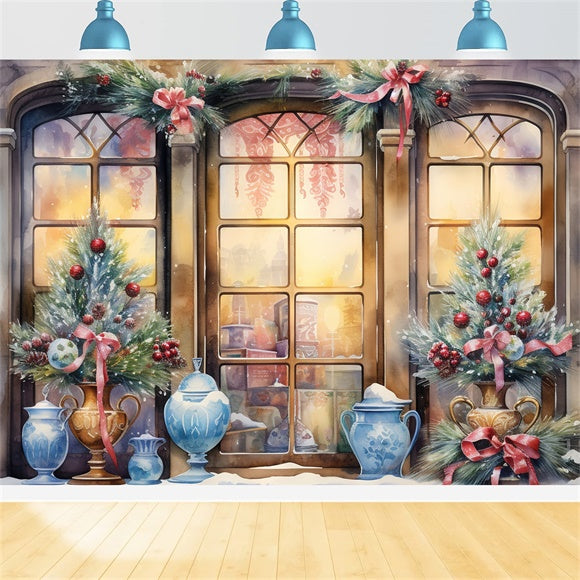 Vintage Christmas Window View Backdrop UK BRP8-105