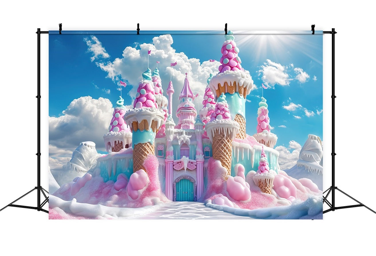 Enchanted Ice Cream Castle Christmas Backdrop UK BRP8-108