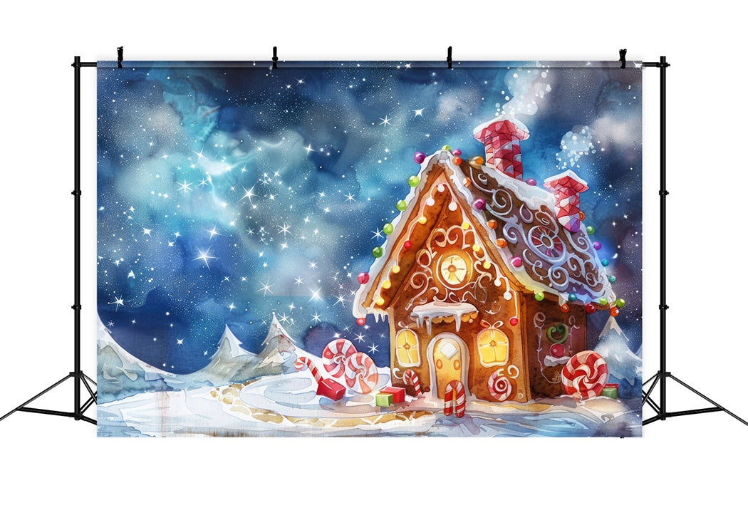 Gingerbread Cottage Under the Stars Backdrop UK BRP8-110