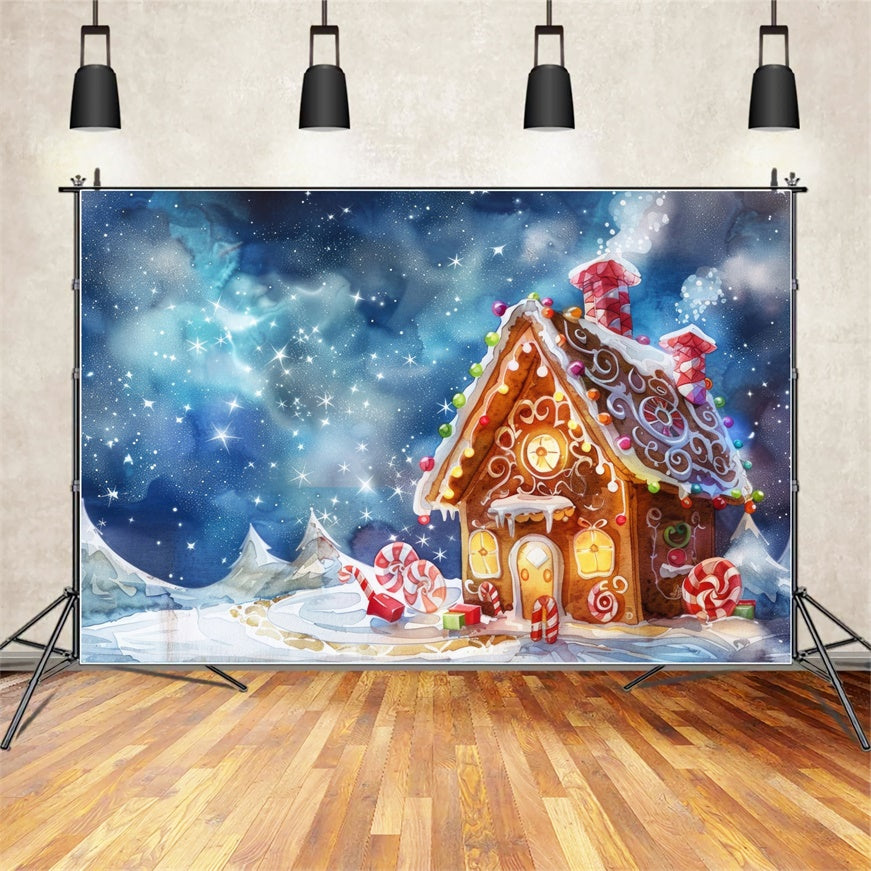 Gingerbread Cottage Under the Stars Backdrop UK BRP8-110