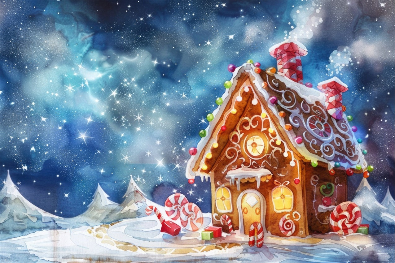 Gingerbread Cottage Under the Stars Backdrop UK BRP8-110