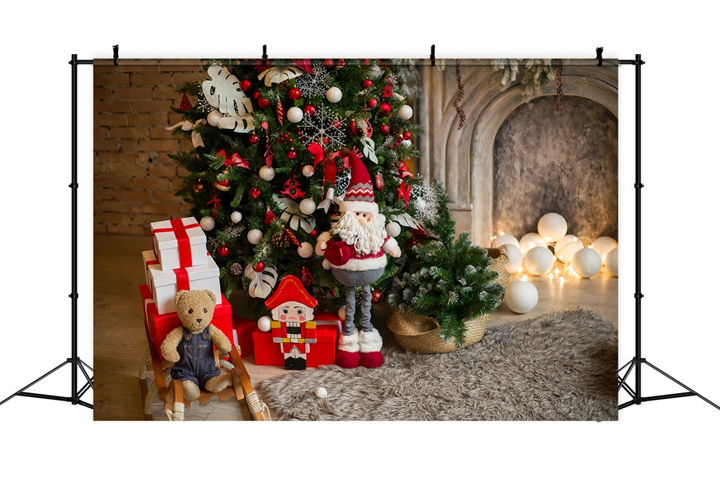 Christmas Tree with Santa and Nutcracker Backdrop UK BRP8-112