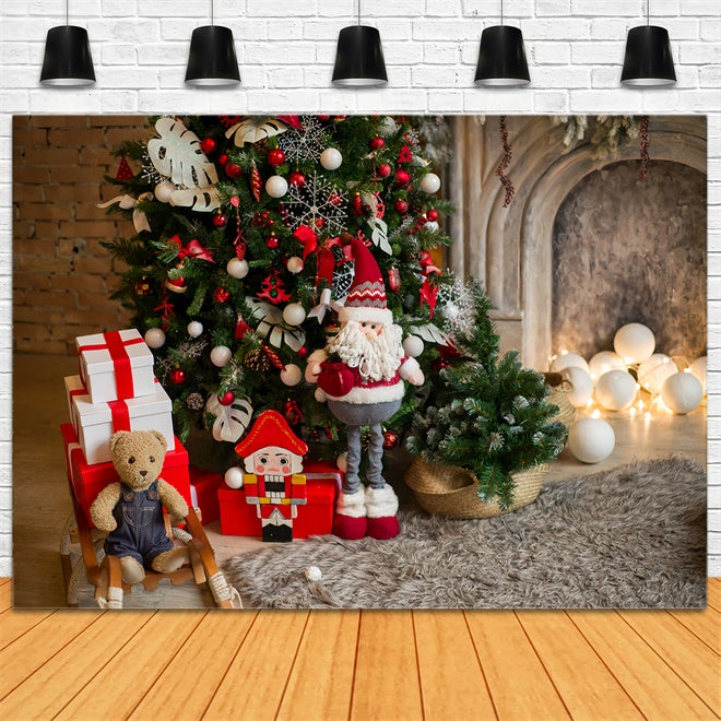 Christmas Tree with Santa and Nutcracker Backdrop UK BRP8-112