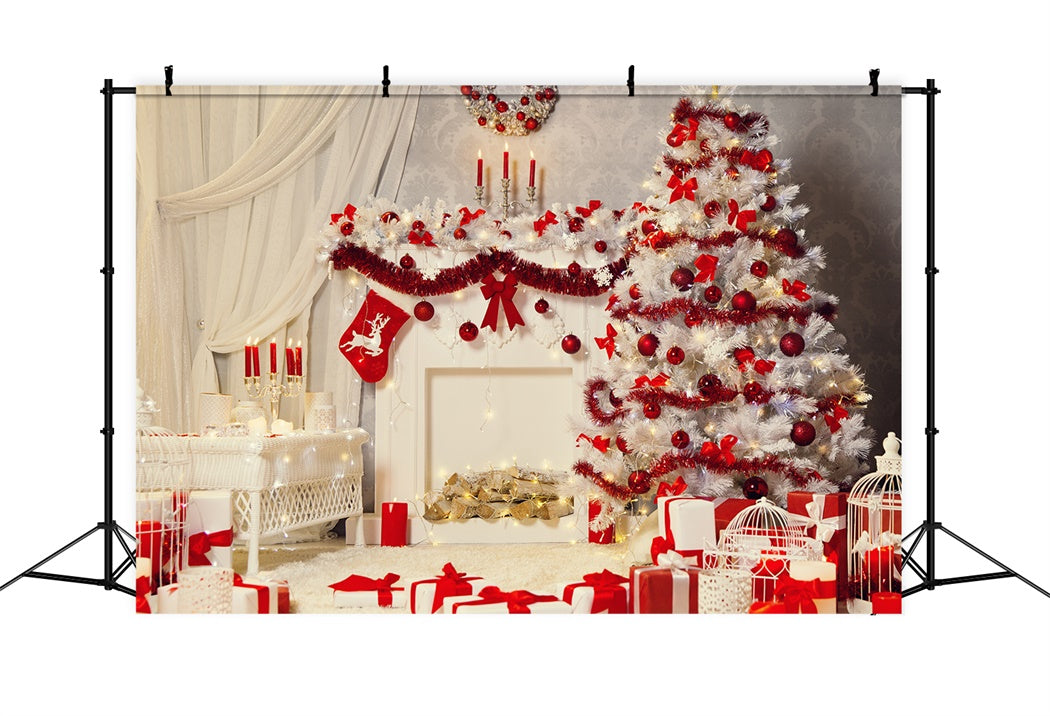 Red and White Christmas Decor Backdrop UK BRP8-115