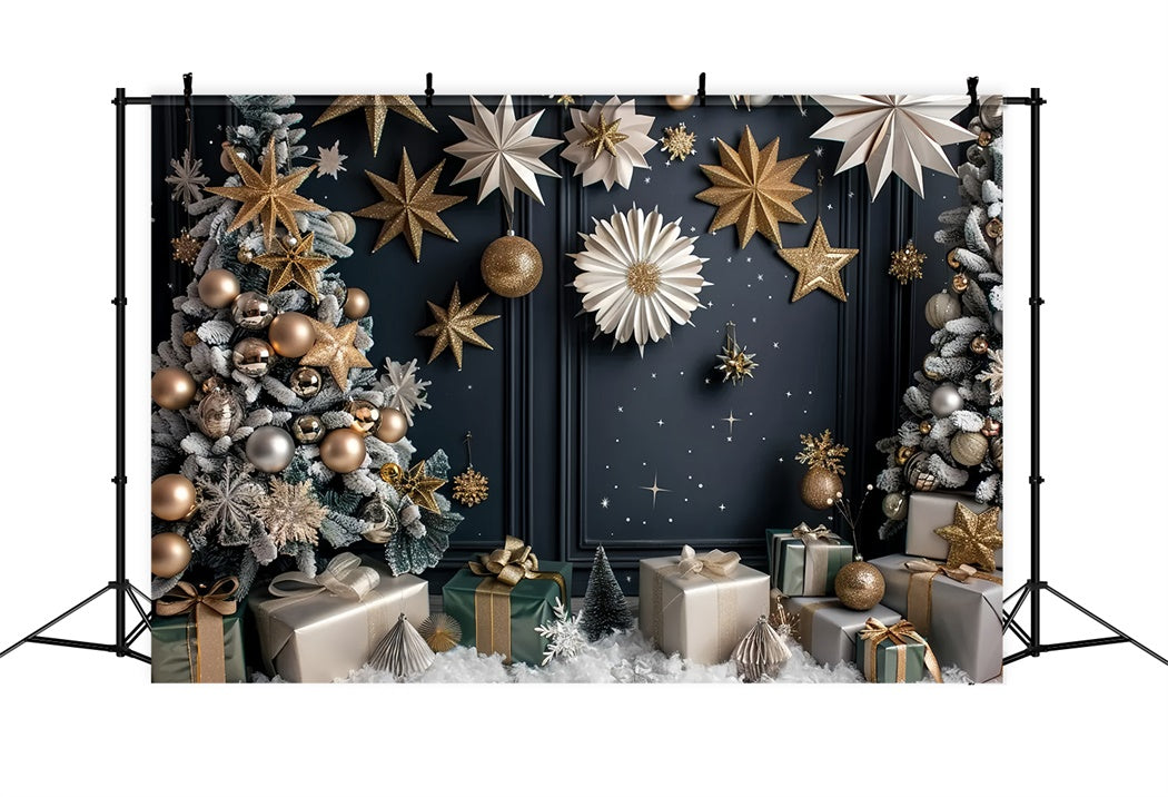 Christmas Tree and Golden Ornaments Backdrop UK BRP8-12