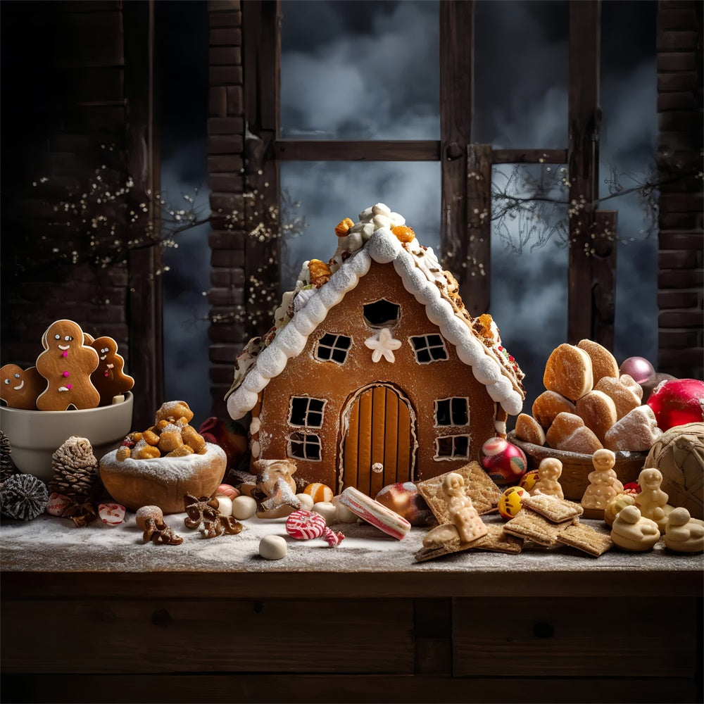 Christmas Gingerbread Cottage Backdrop UK BRP8-122