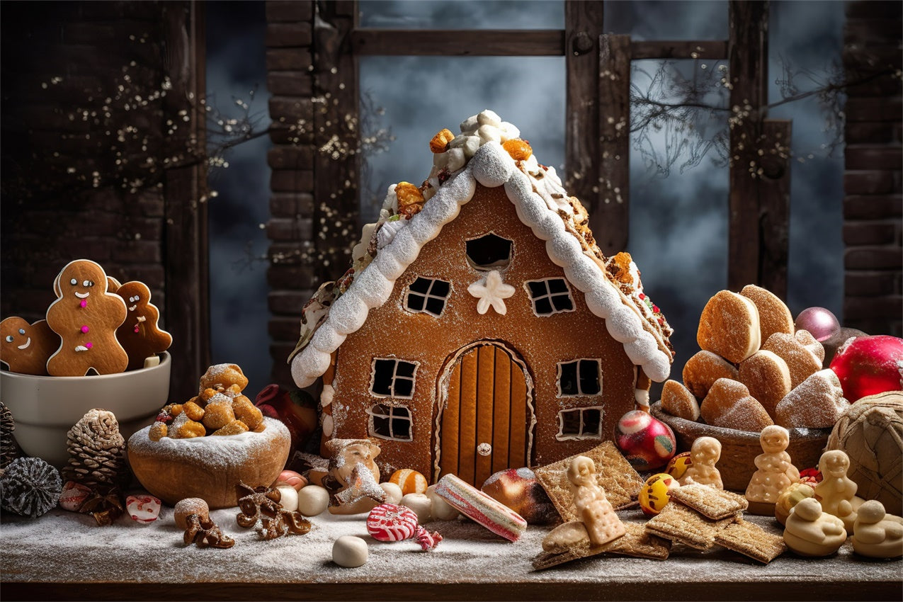 Christmas Gingerbread Cottage Backdrop UK BRP8-122