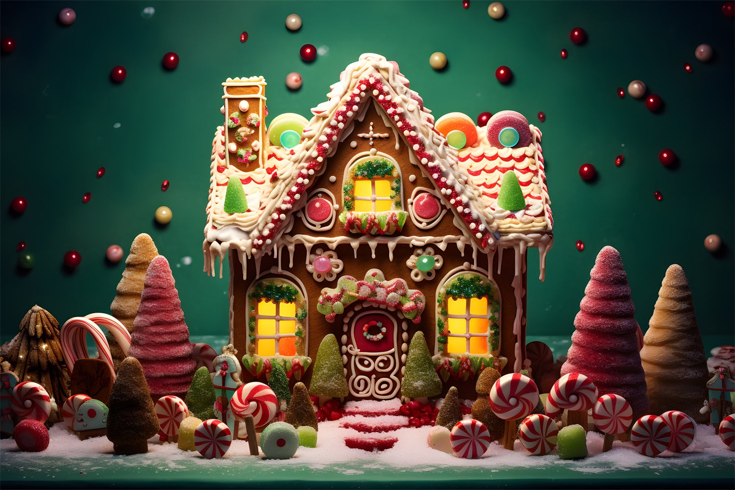 Christmas Sweet Candyland House  Backdrop UK BRP8-125