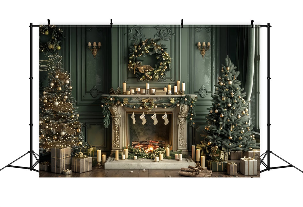 Christmas Stockings Fireplace Backdrop UK BRP8-13