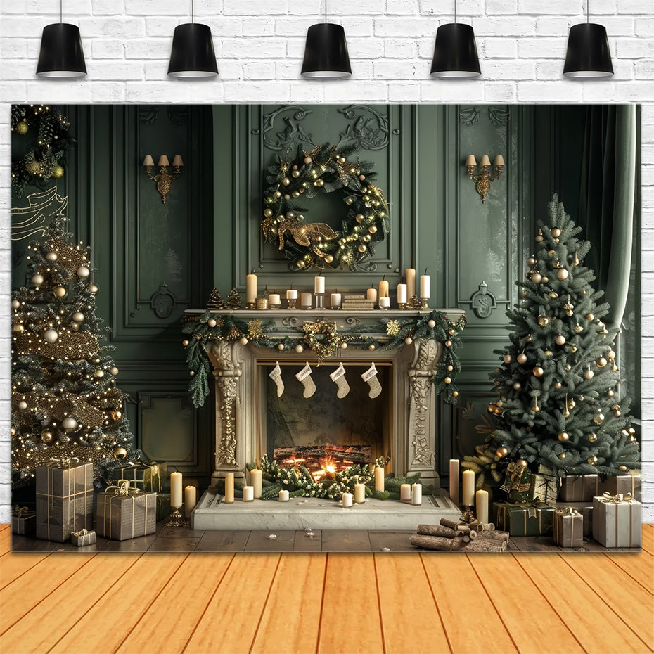 Christmas Stockings Fireplace Backdrop UK BRP8-13