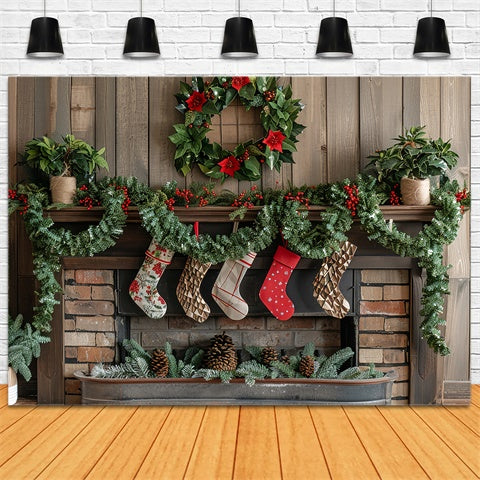 Classic Christmas Mantel Garland Backdrop UK BRP8-142