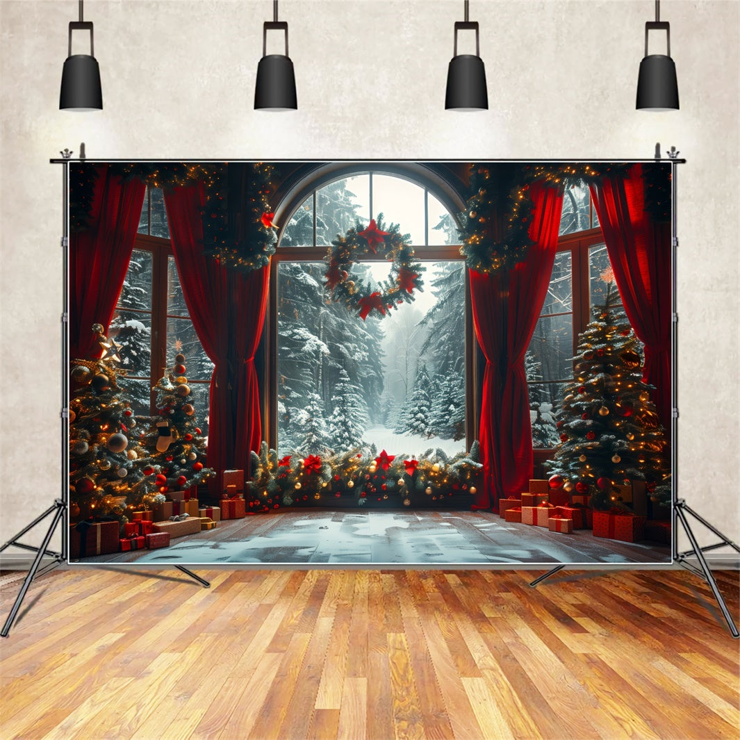 Winter Wonderland Through the Window Christmas Backdrop UK BRP8-143