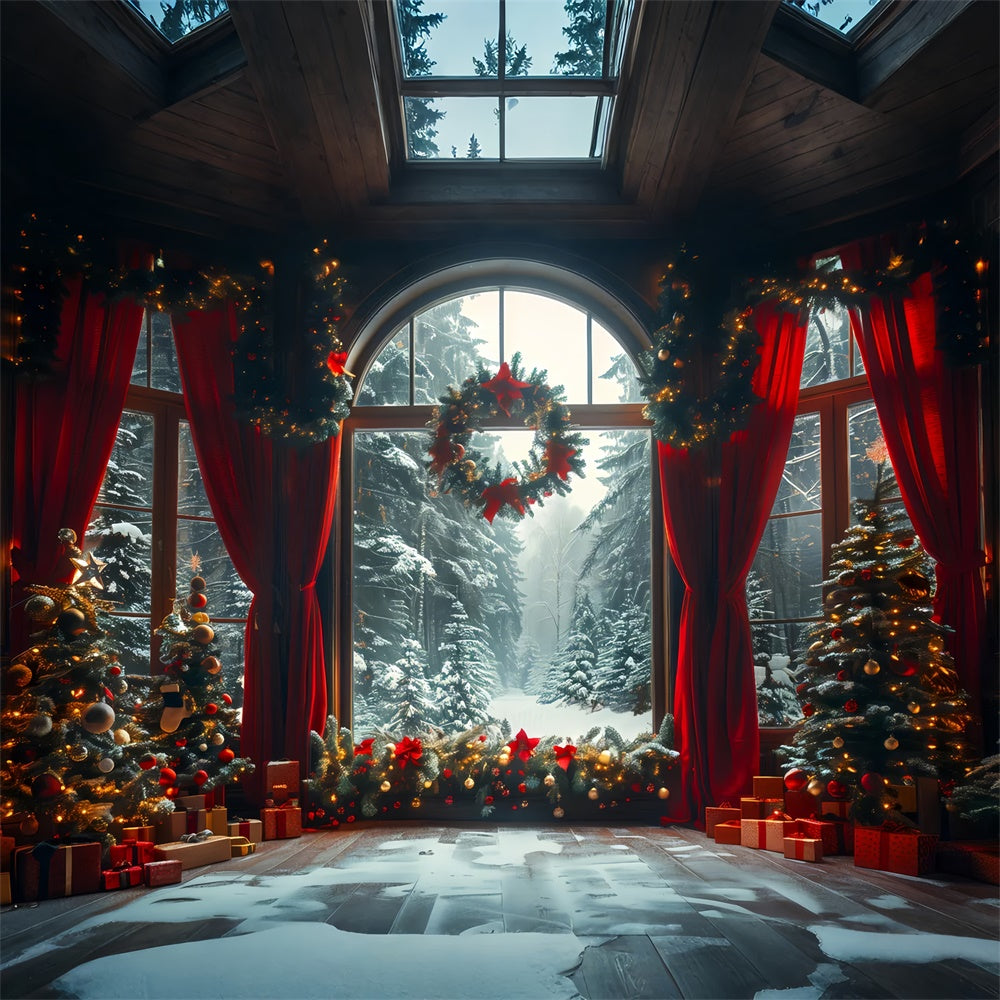 Winter Wonderland Through the Window Christmas Backdrop UK BRP8-143