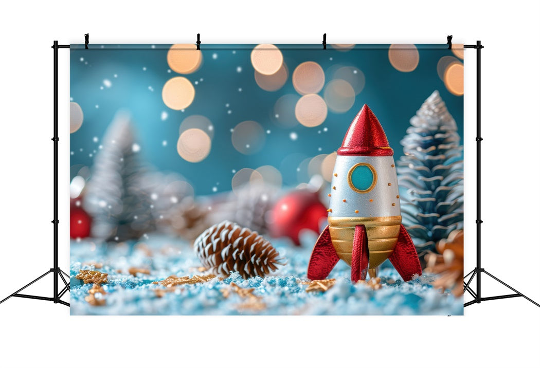 Sparkling Lights and Rocket Christmas Backdrop UK BRP8-145