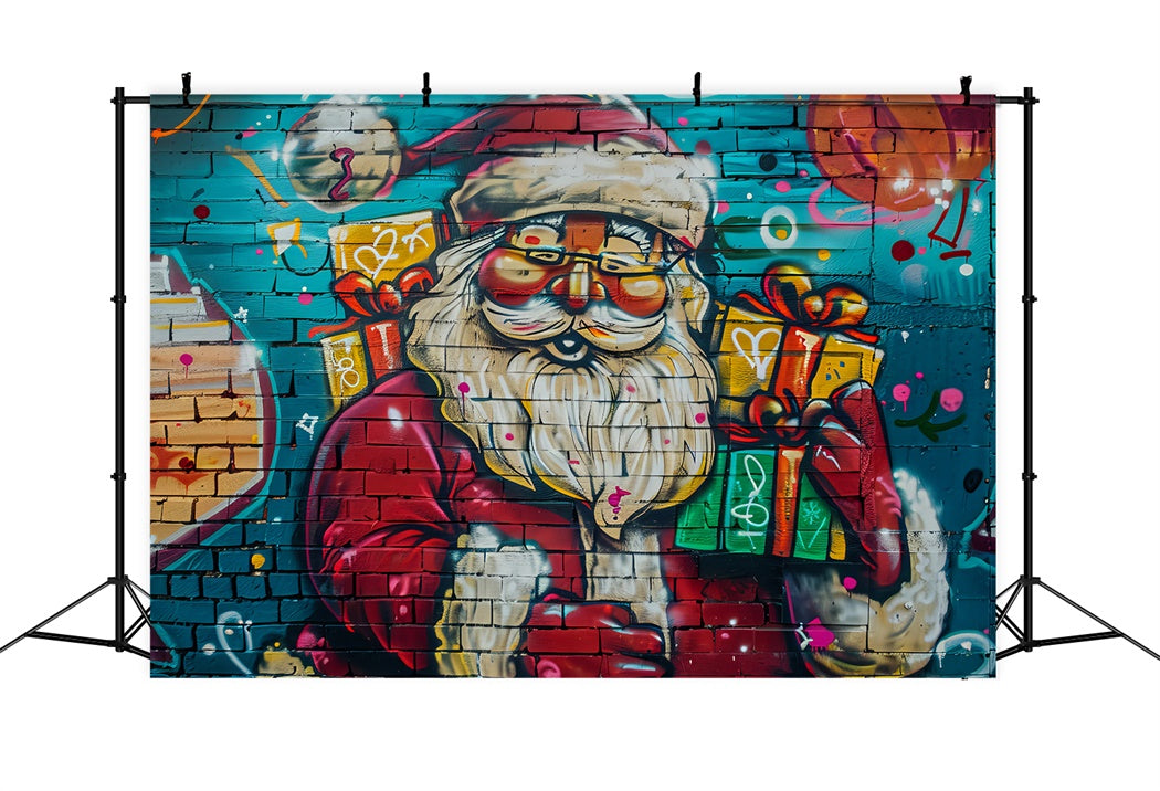 Santa Claus Graffiti Christmas Backdrop UK BRP8-147