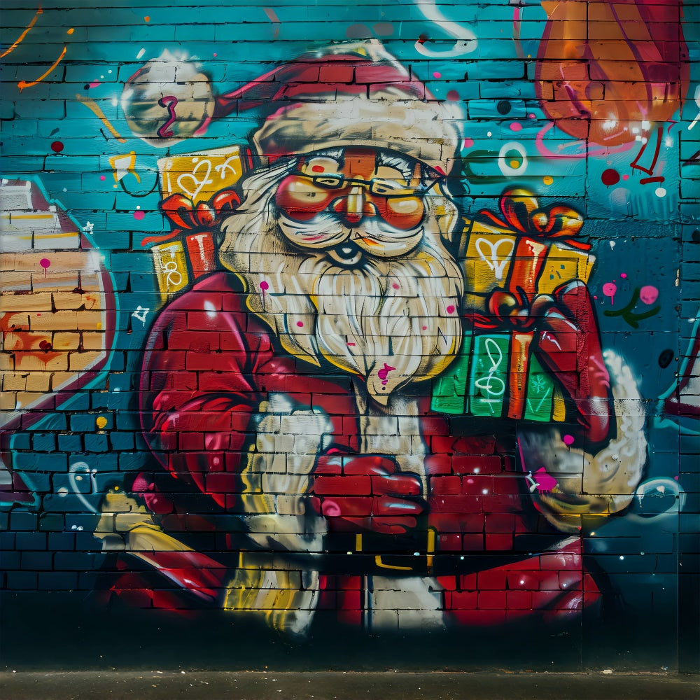 Santa Claus Graffiti Christmas Backdrop UK BRP8-147