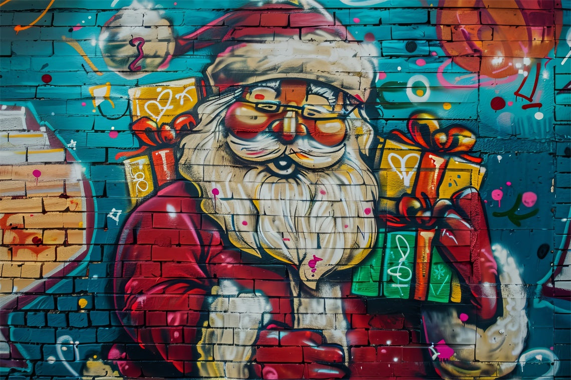 Santa Claus Graffiti Christmas Backdrop UK BRP8-147