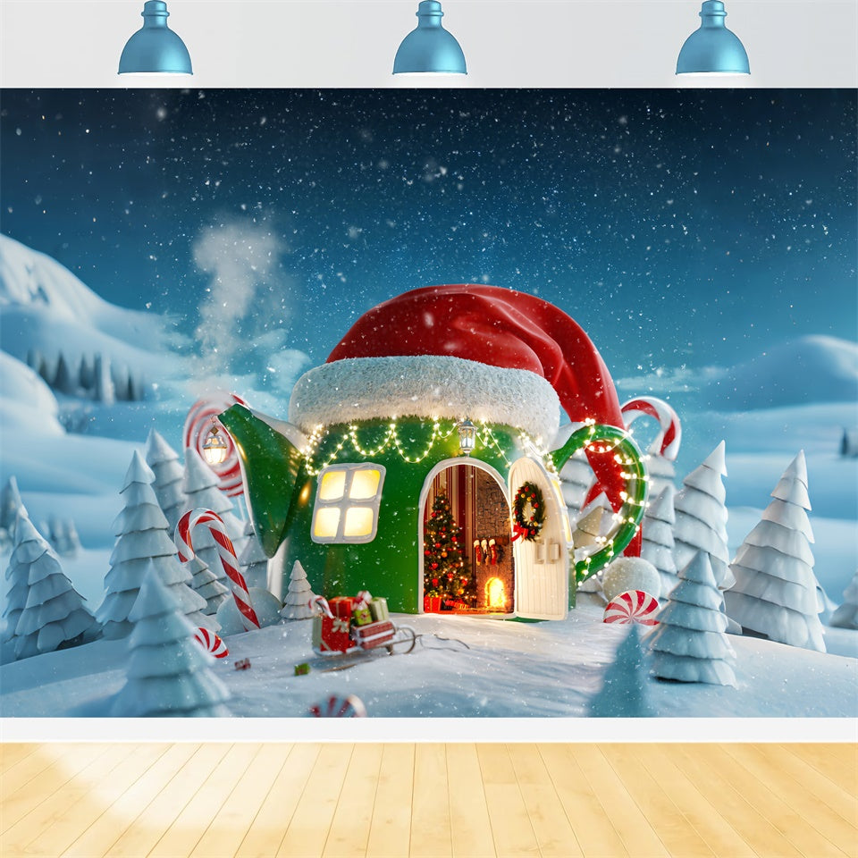 Whimsical Christmas Teapot Backdrop UK BRP8-149