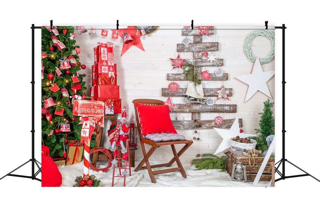 Christmas Tree Wall Decor Gift Stack Backdrop UK BRP8-153