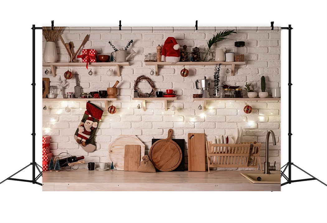 Christmas Santa Hat Kitchen Decor Backdrop UK BRP8-156